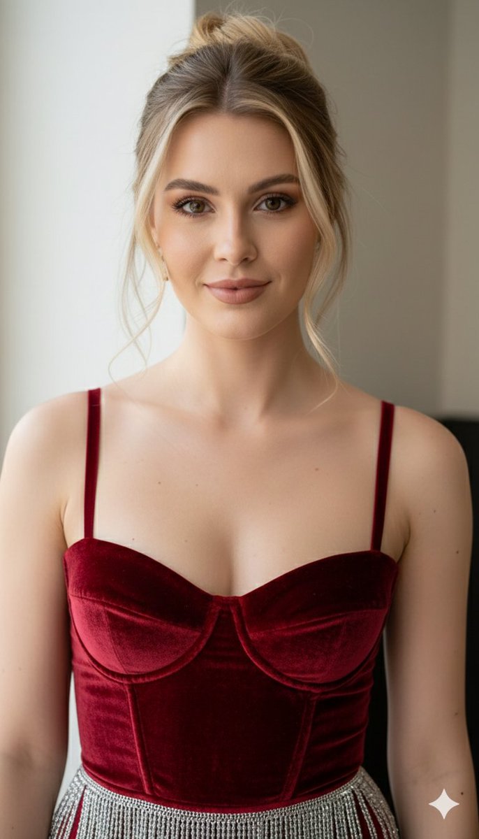 宝石红色调与自然光拍摄的女性