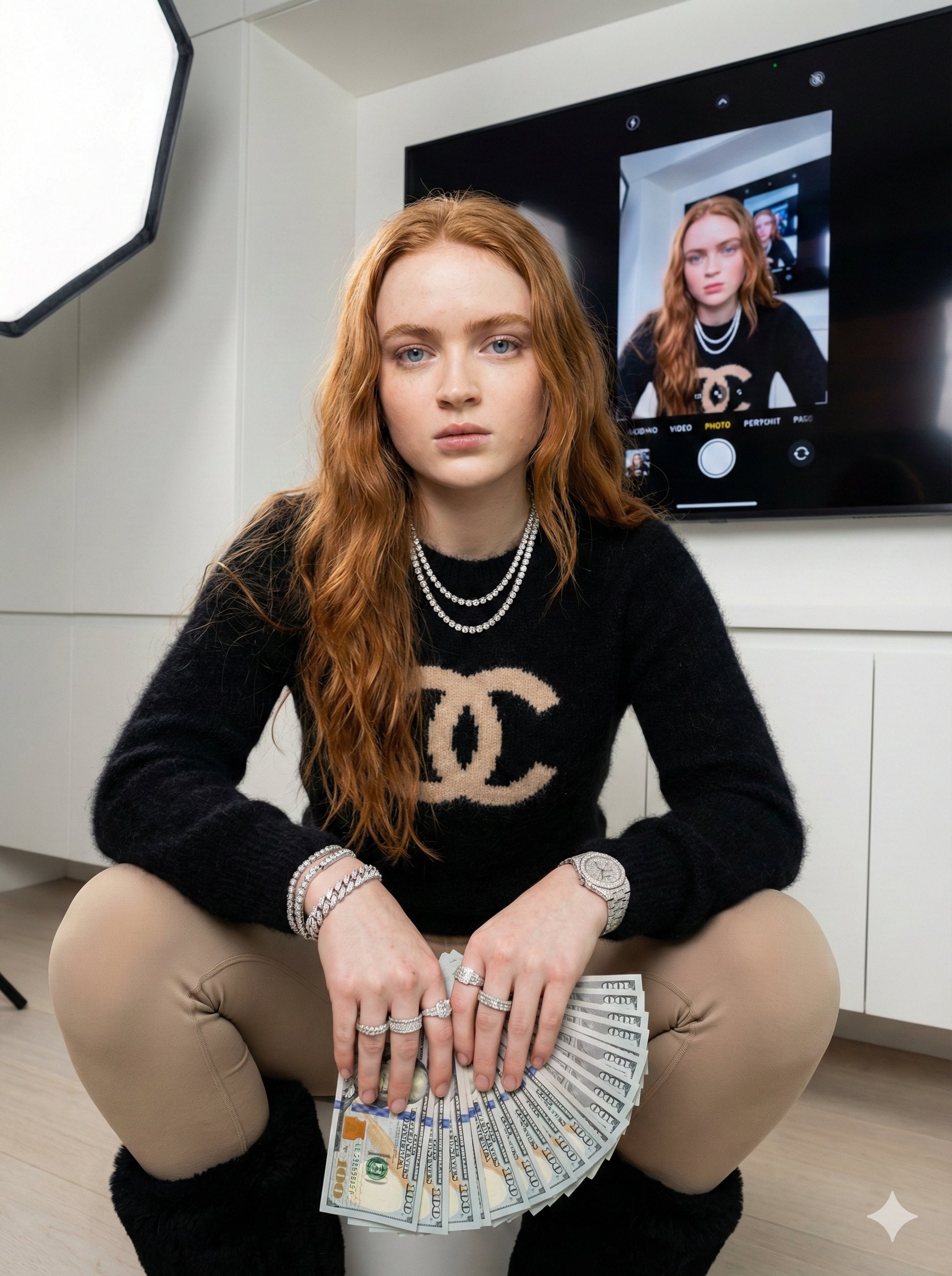 Gemini Nano Banana Pro - Sadie Sink 现代简约肖像