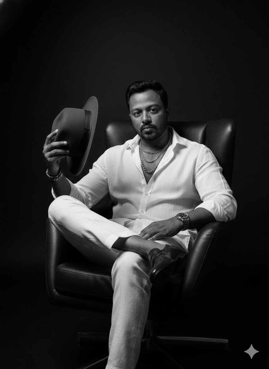 现代黑白色调的时尚黑人男性肖像