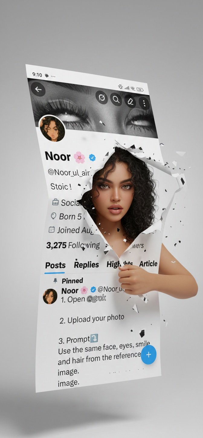 撕裂社交媒体X（推特）个人资料的创意数字艺术作品