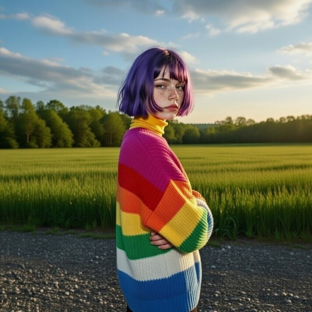 色彩斑斓的女孩肖像