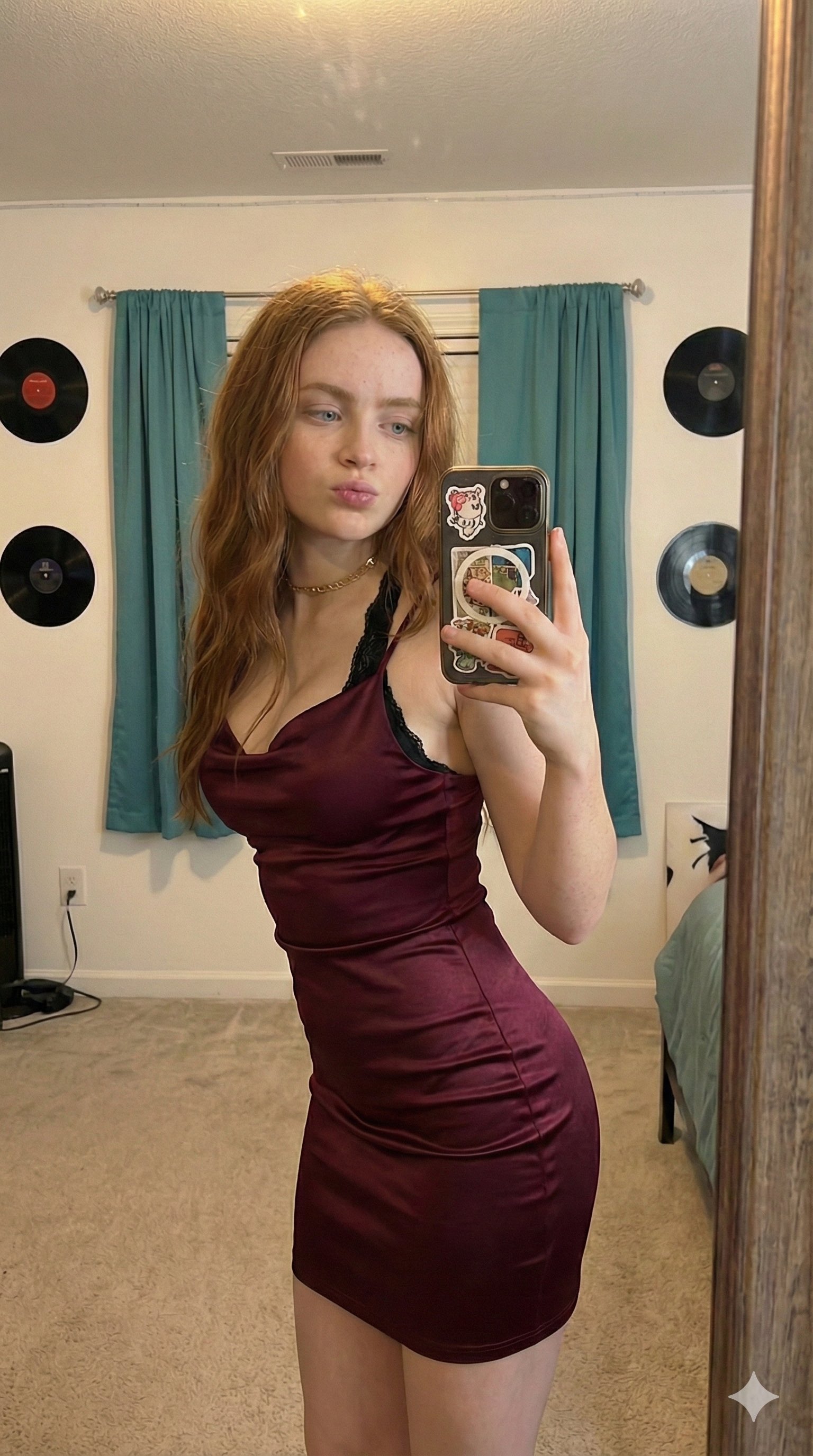 Young Woman Mirror Selfie in Bedroom