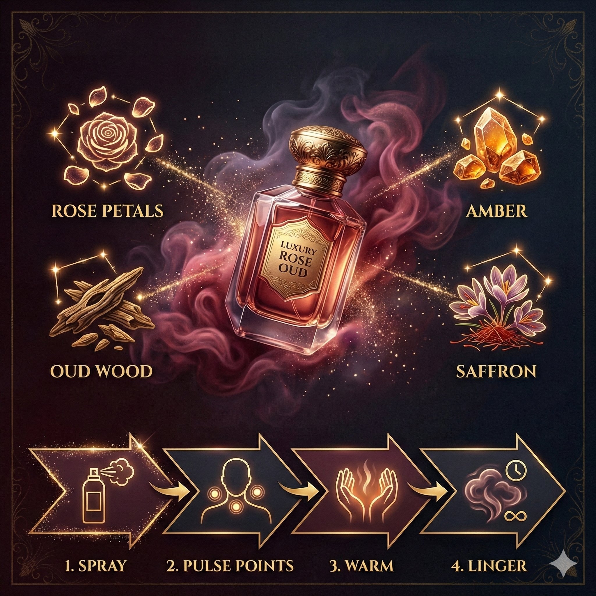 奢华玫瑰奥图香水瓶信息图