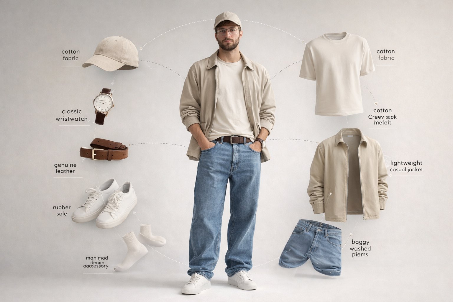 现代时尚男性模特信息图摄影