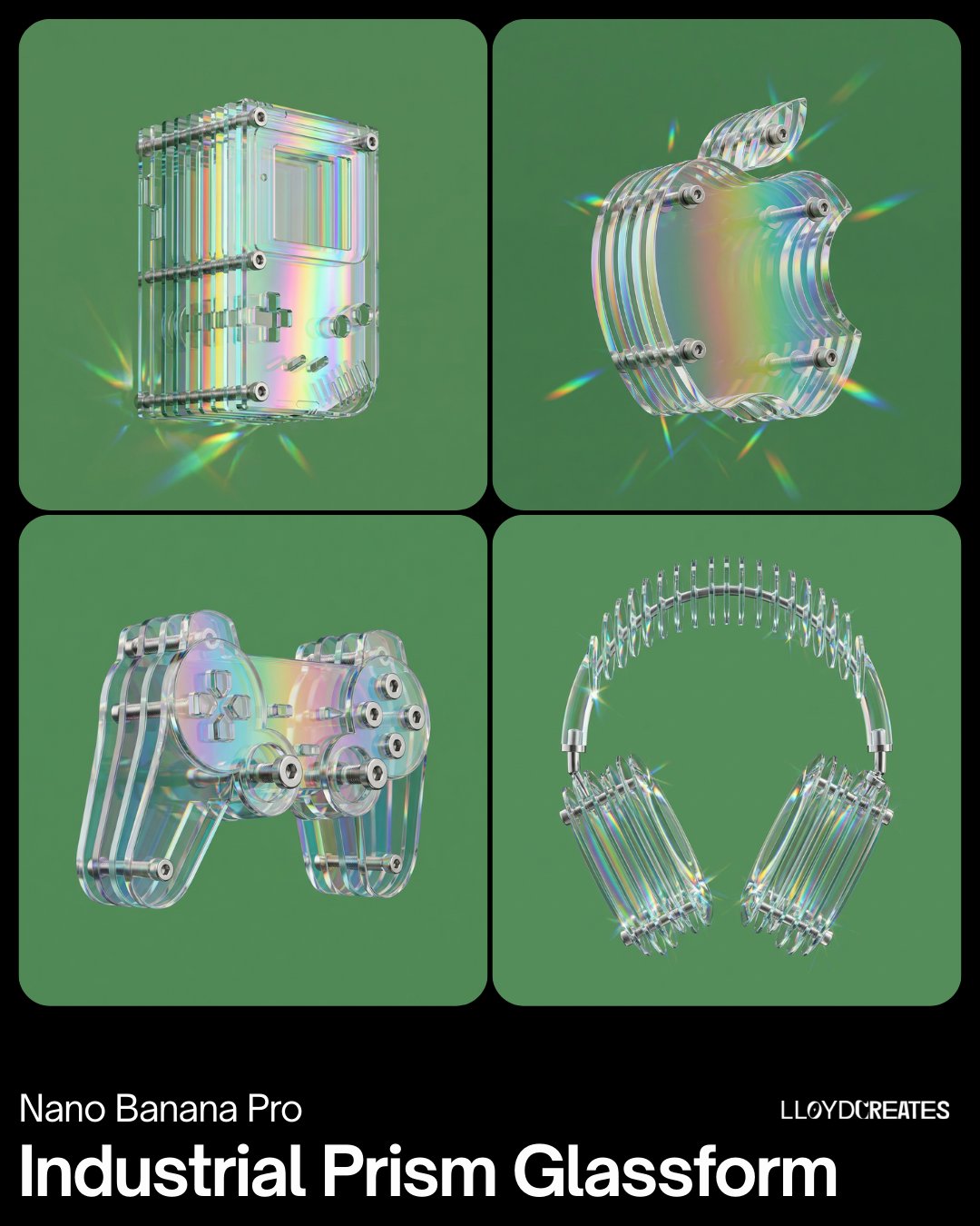 Nano Banana Pro 工业棱镜玻璃造型