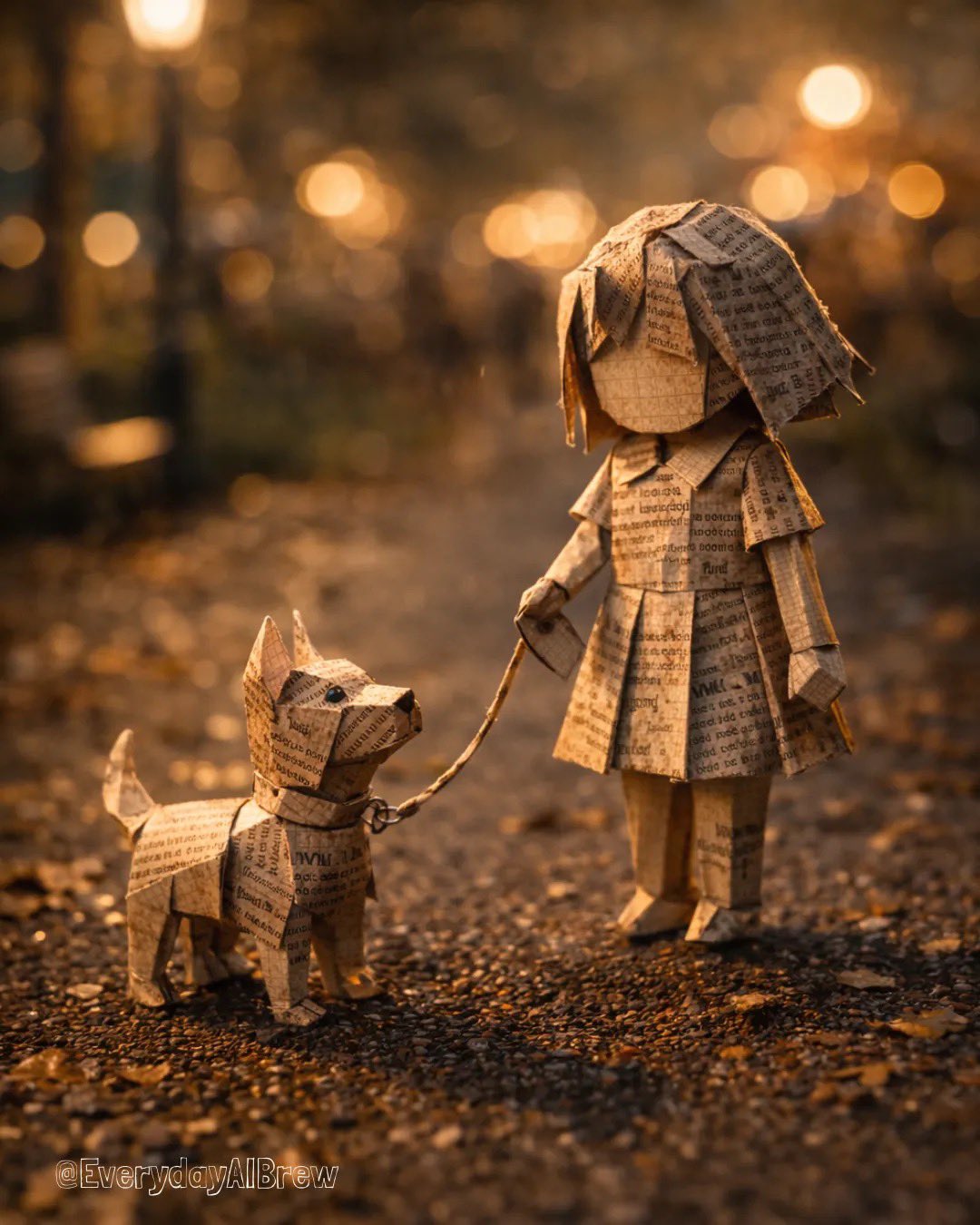 繁忙街市的折纸女孩