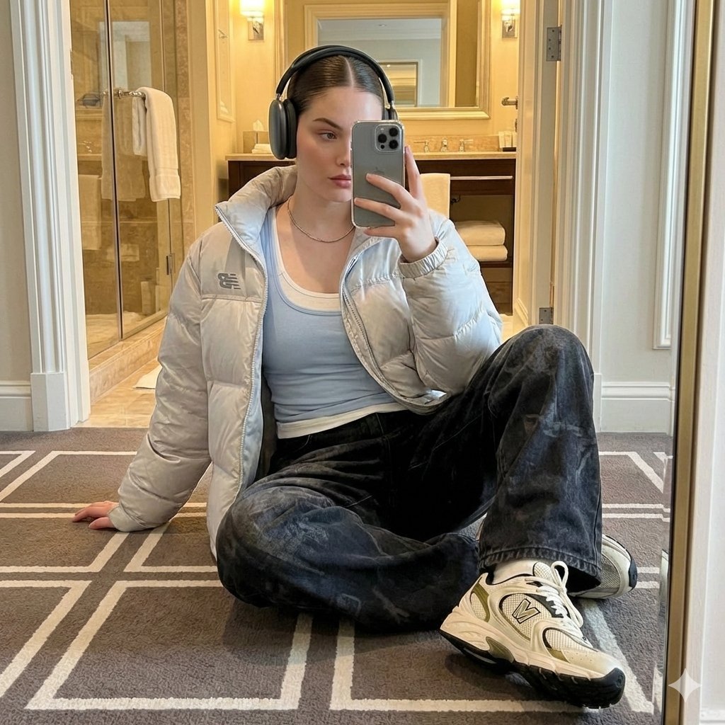 时尚街头风格超写实女性自拍肖像