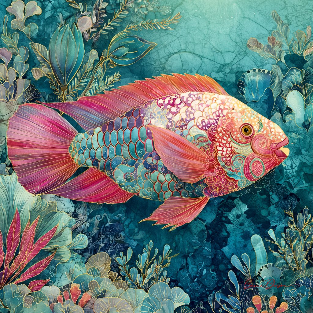 神秘珊瑚船骸中的炫彩鹦鹉鱼