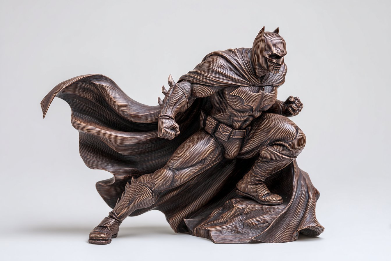 白背景下的木雕人物