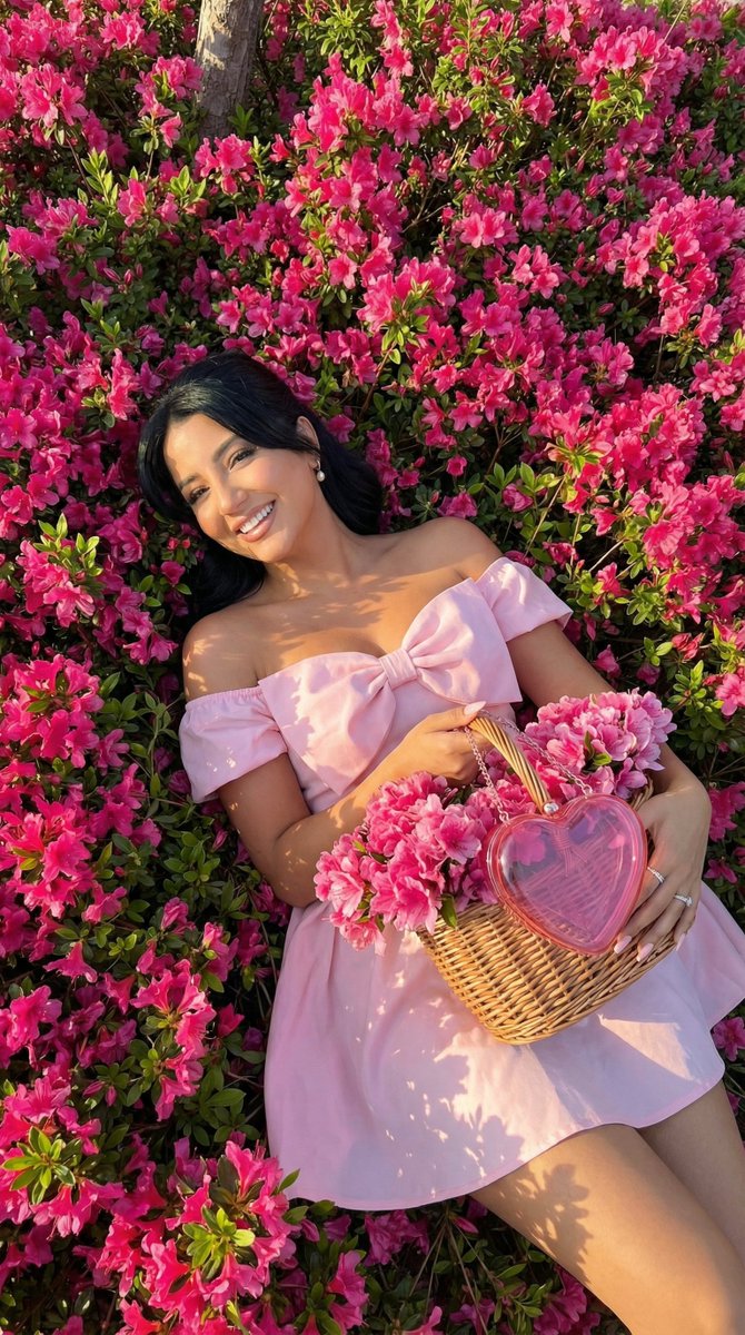 花丛中的时尚摄影