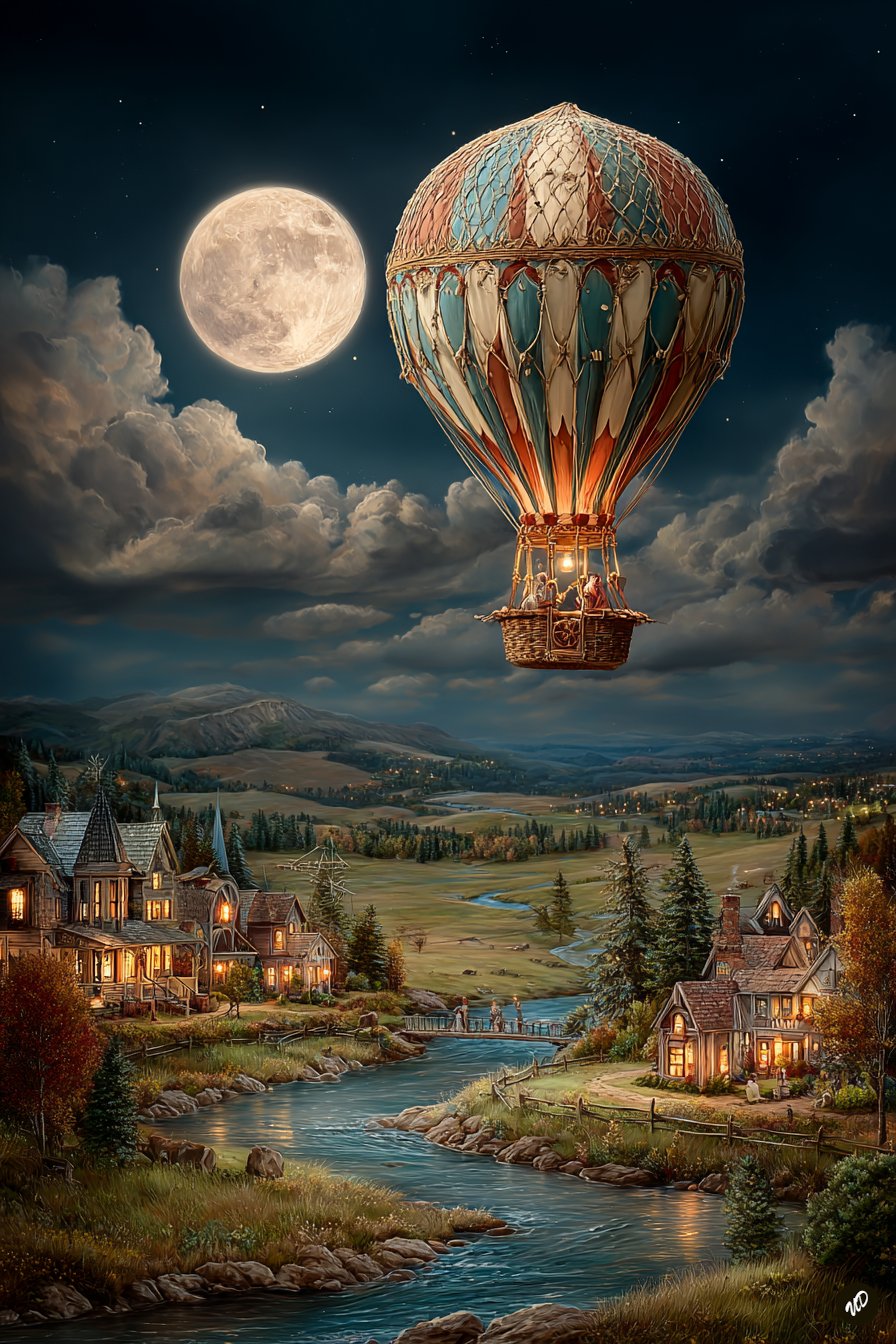 月光下的热气球