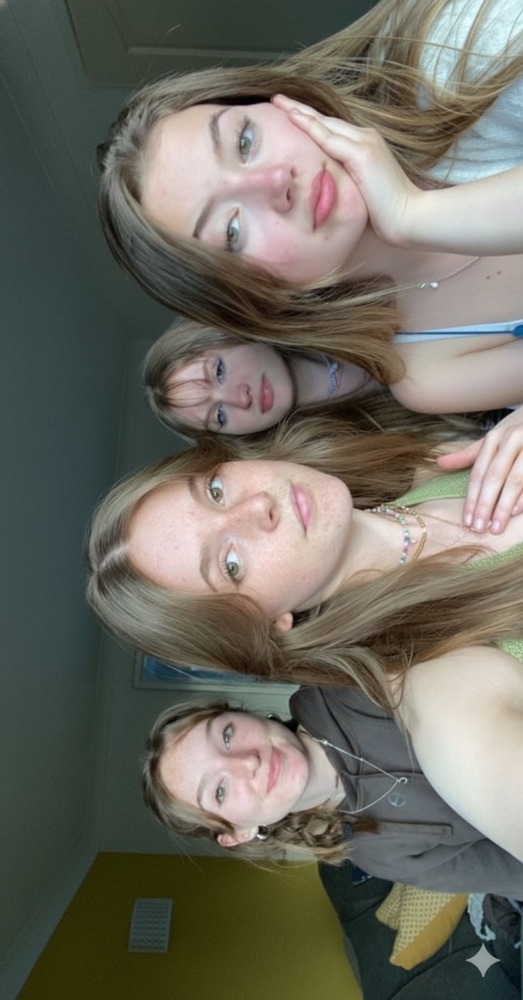 亲密自拍中的三位雀斑女孩