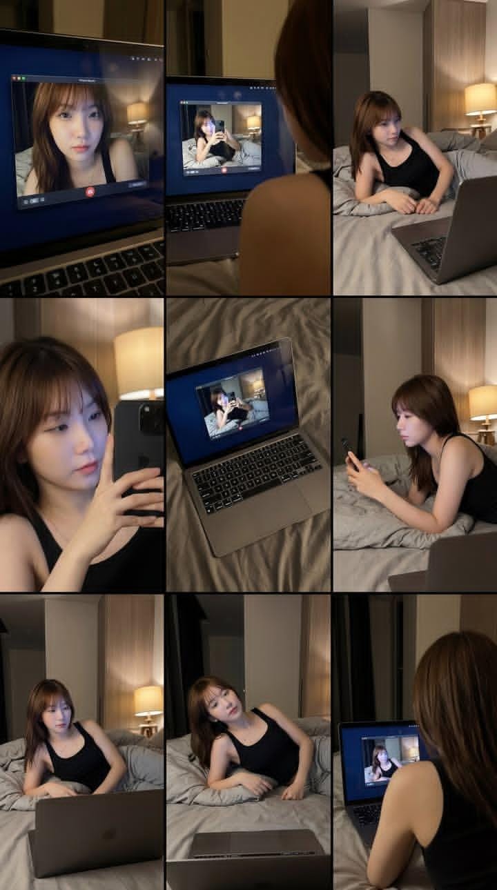 MacBook屏幕显示的年轻女性Photo Booth预览