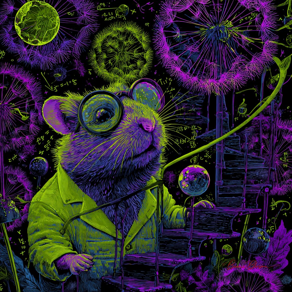 量子物理学家仓鼠在巨型蒲公英种子头内进行实验