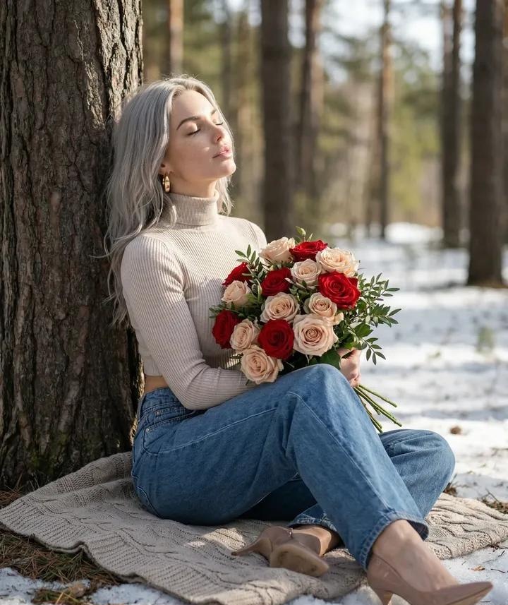 冬日暖阳下的宁静肖像