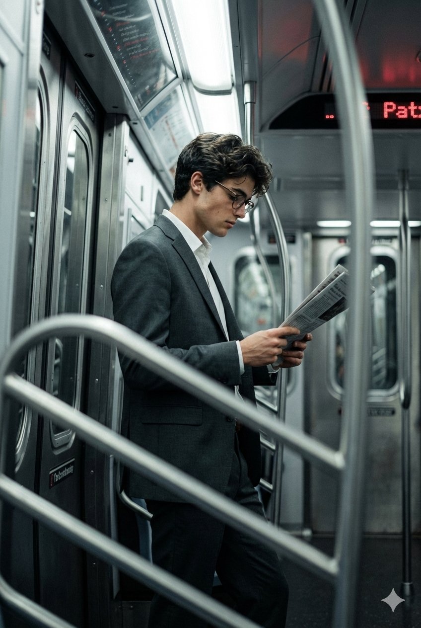 现代地铁车厢中的时尚人物肖像