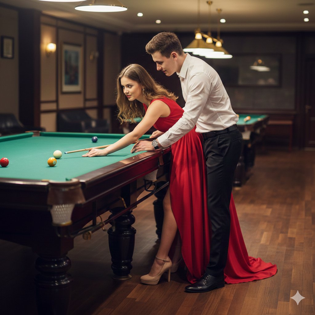 豪华斯诺克俱乐部内的电影感超写实场景