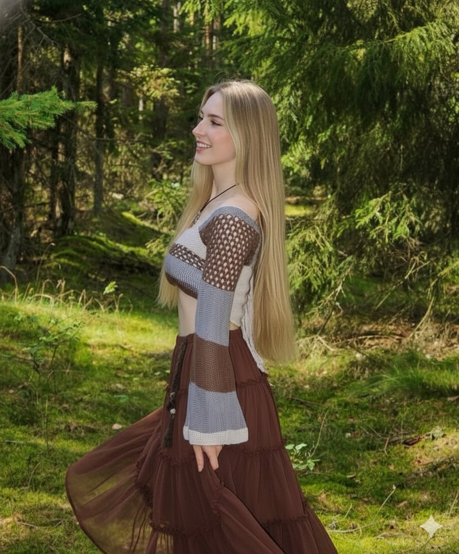 Gemini nano banana pro 3.0 - 长发侧影女性与森林