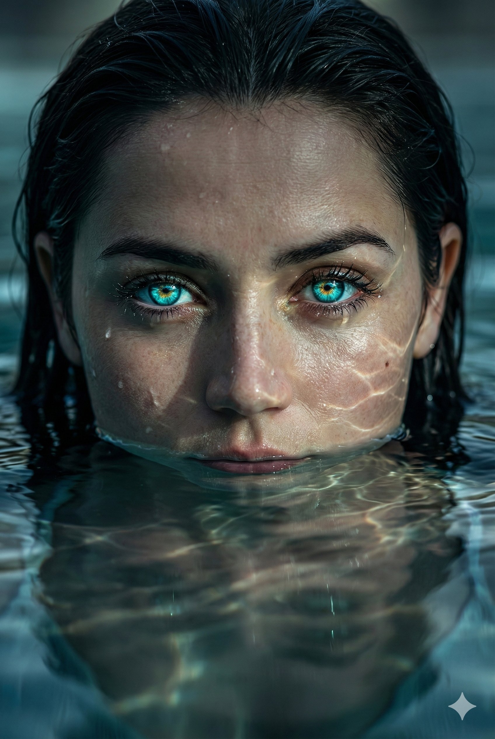 水下涌现的年轻女子