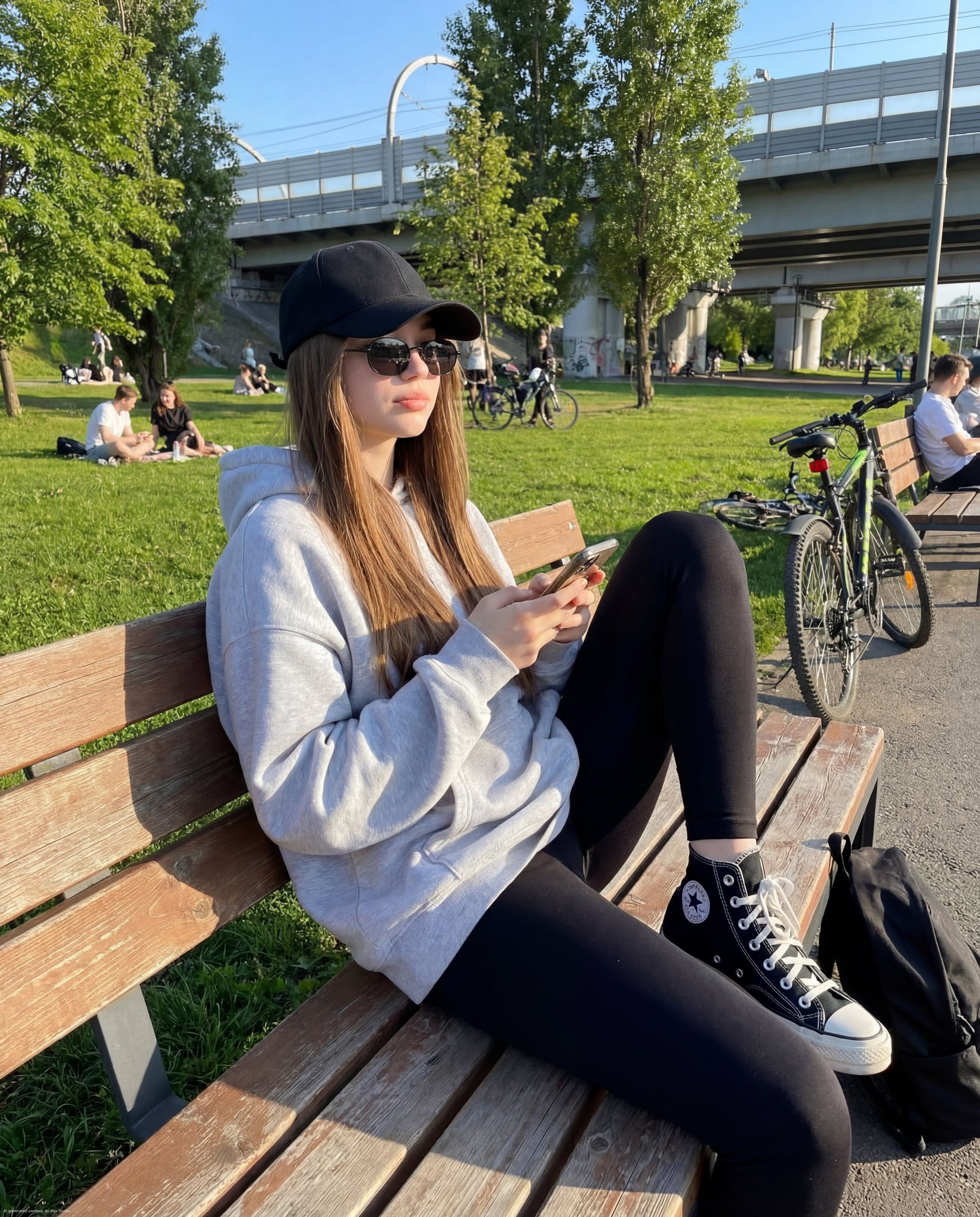 Google Gemini nano banana Pro - 女子夏日休闲公园照