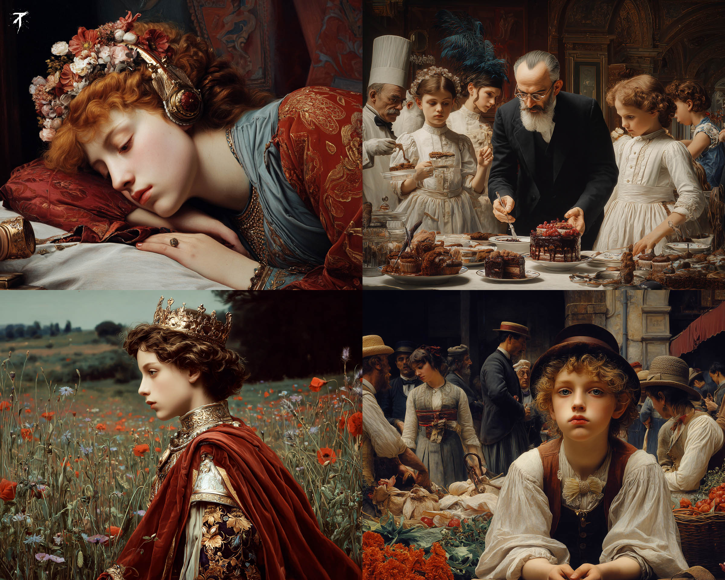 画家风格时期剧，但让它变得亲密：天鹅绒般的红色，温暖的烛光，以及像旧大师一样的面孔