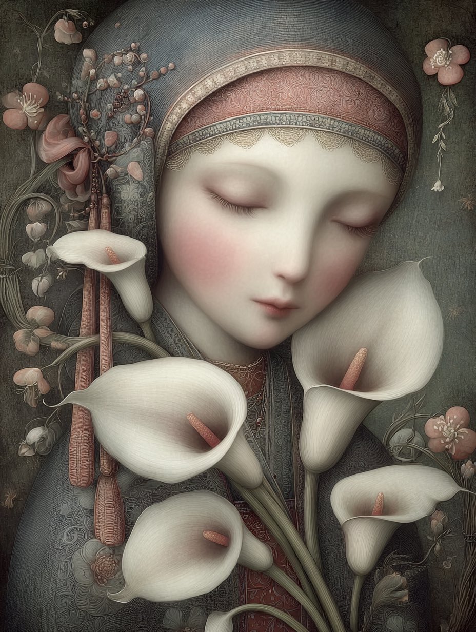 精致的静谧女性肖像画