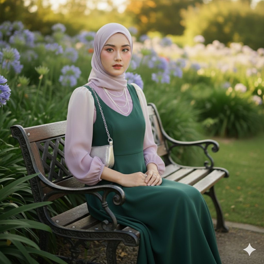 宁静优雅的女士与花园