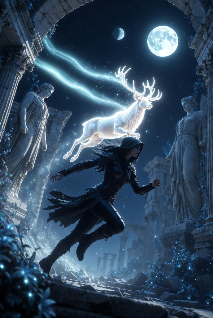 月光废墟中的神秘冒险女盗