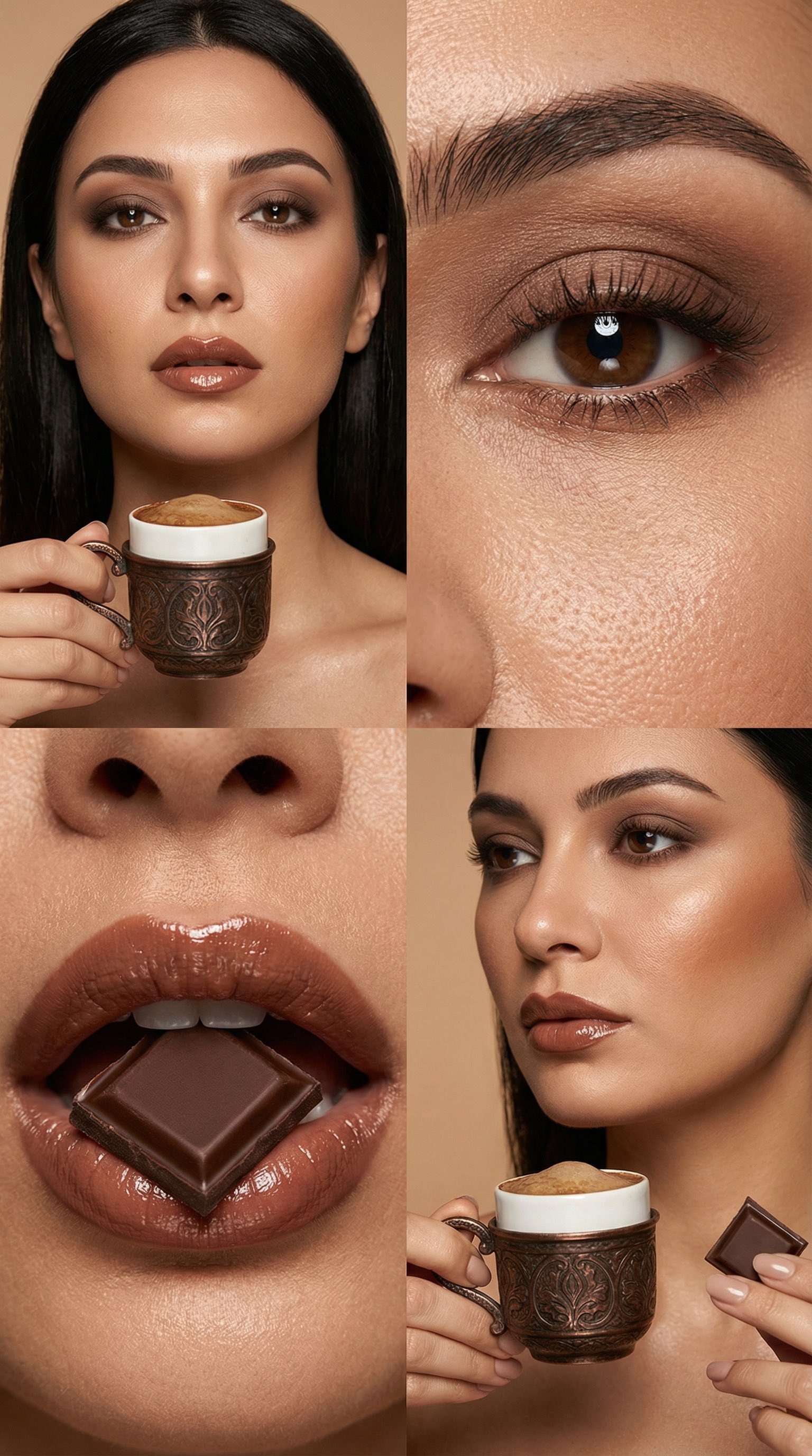 一致身份的女性美妆编辑网格