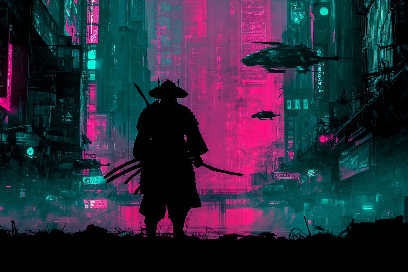 赛博朋克霓虹光影轮廓