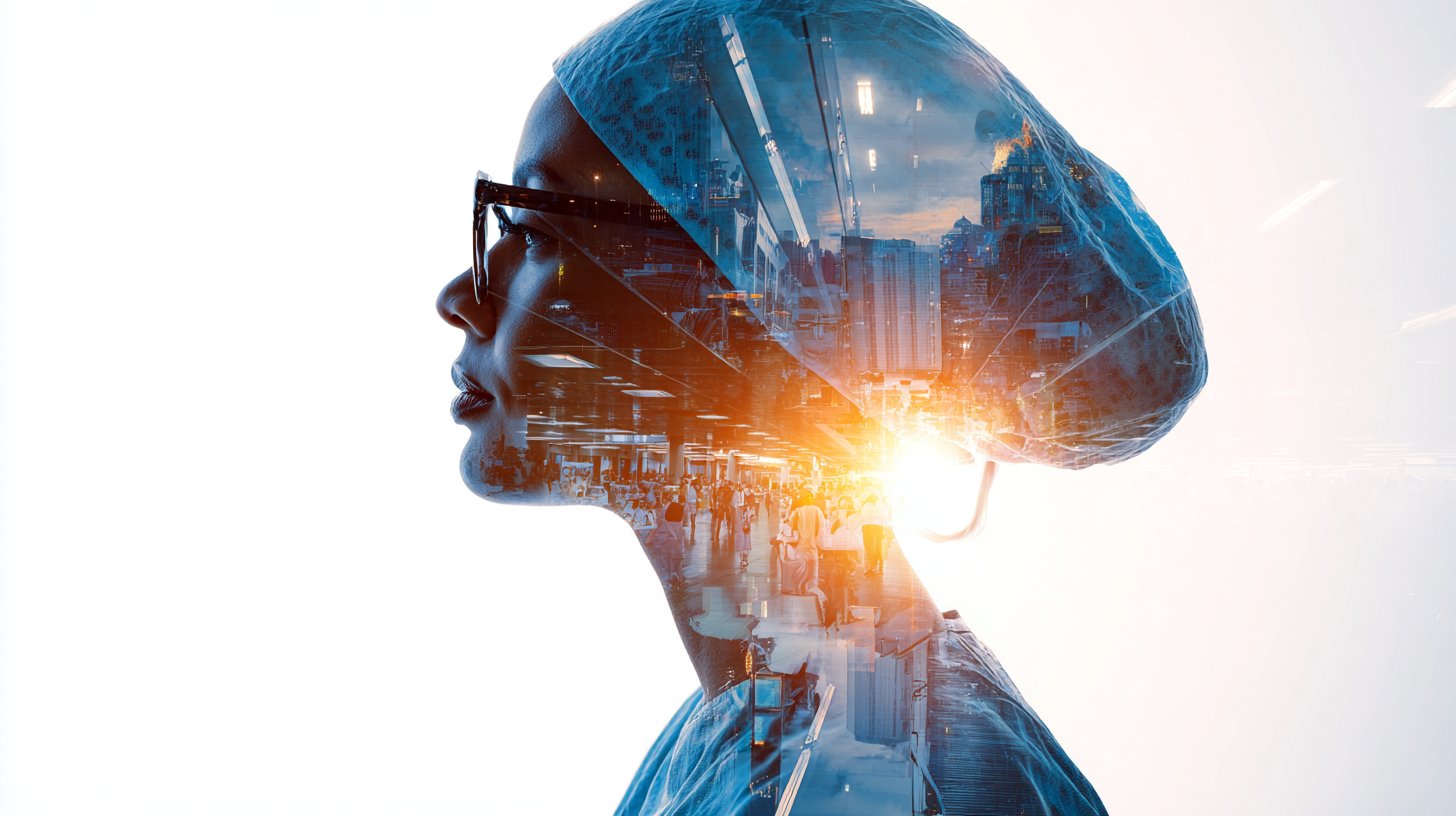 双曝光摄影：职业或角色的剪影轮廓和半身肖像