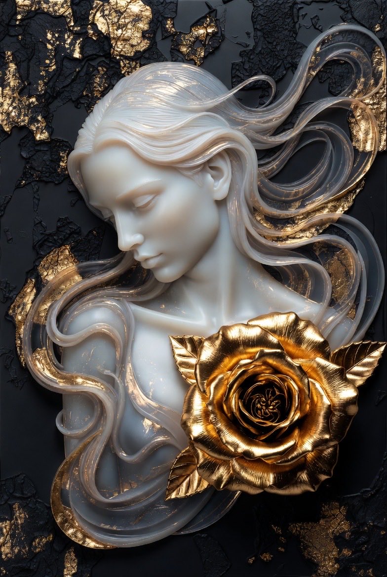 幽灵般美丽的女人头像雕塑