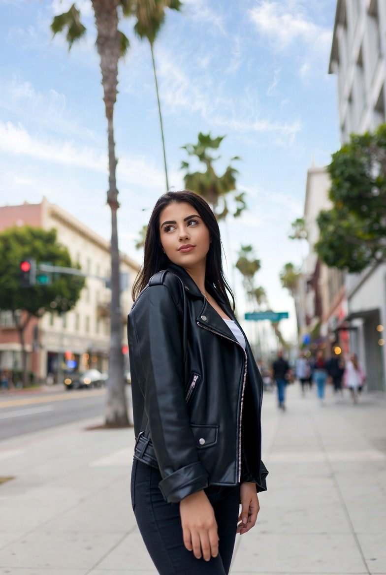 好莱坞大道上的年轻冒险女性