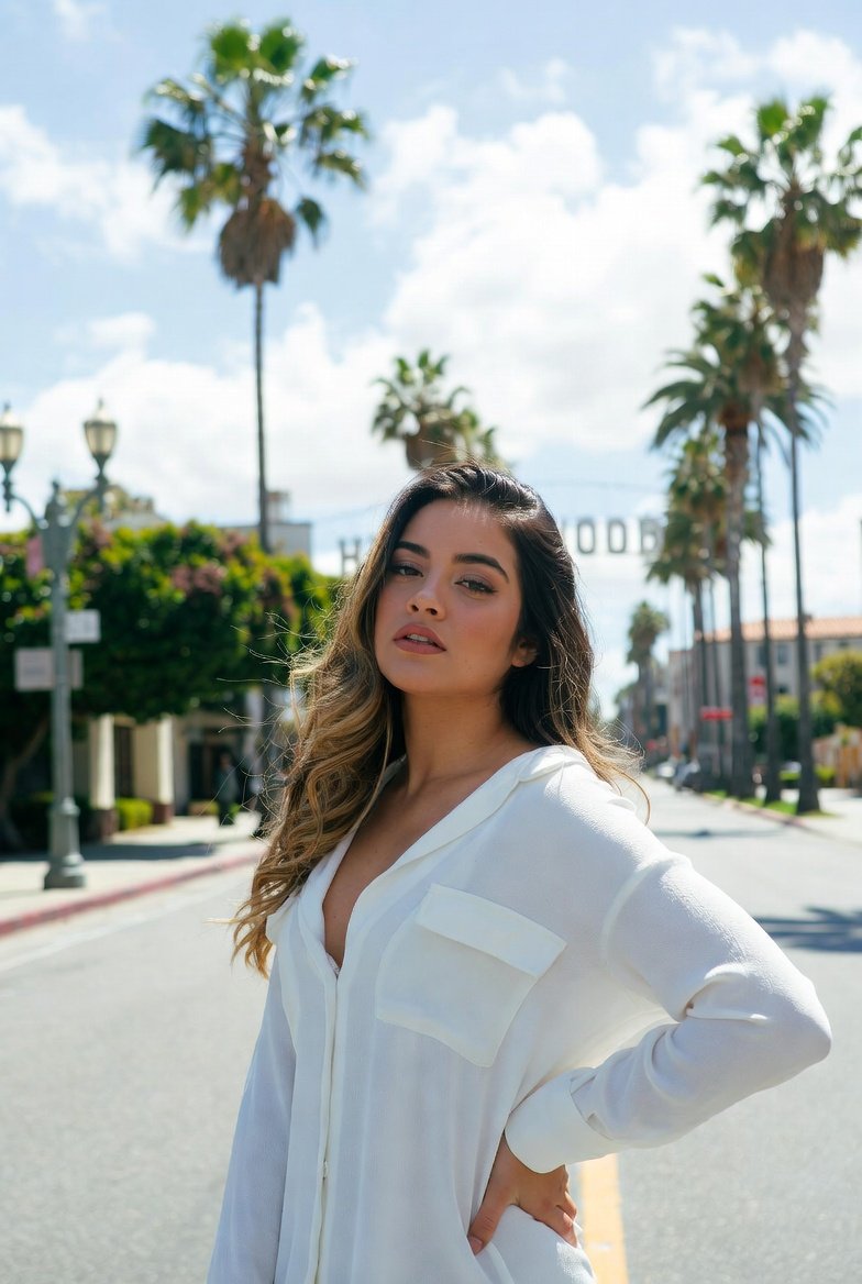 好莱坞大道上的年轻女子