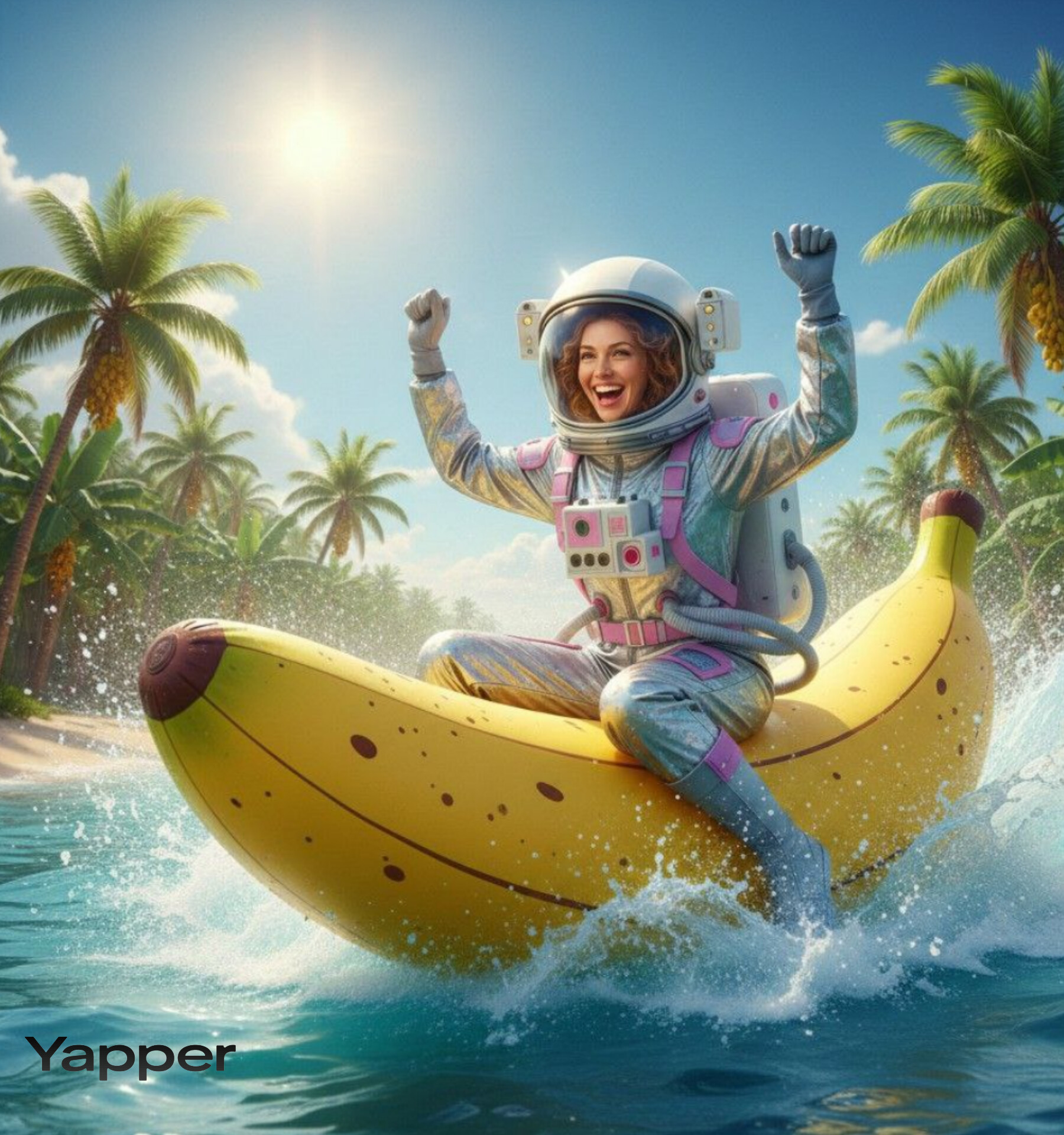 太空火箭香蕉飘浮