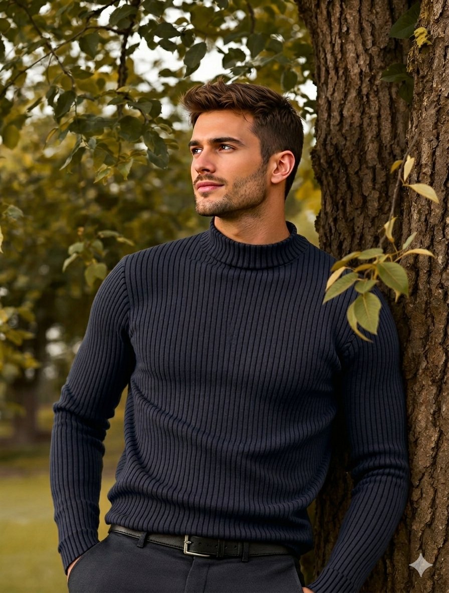 秋日公园中帅气青年