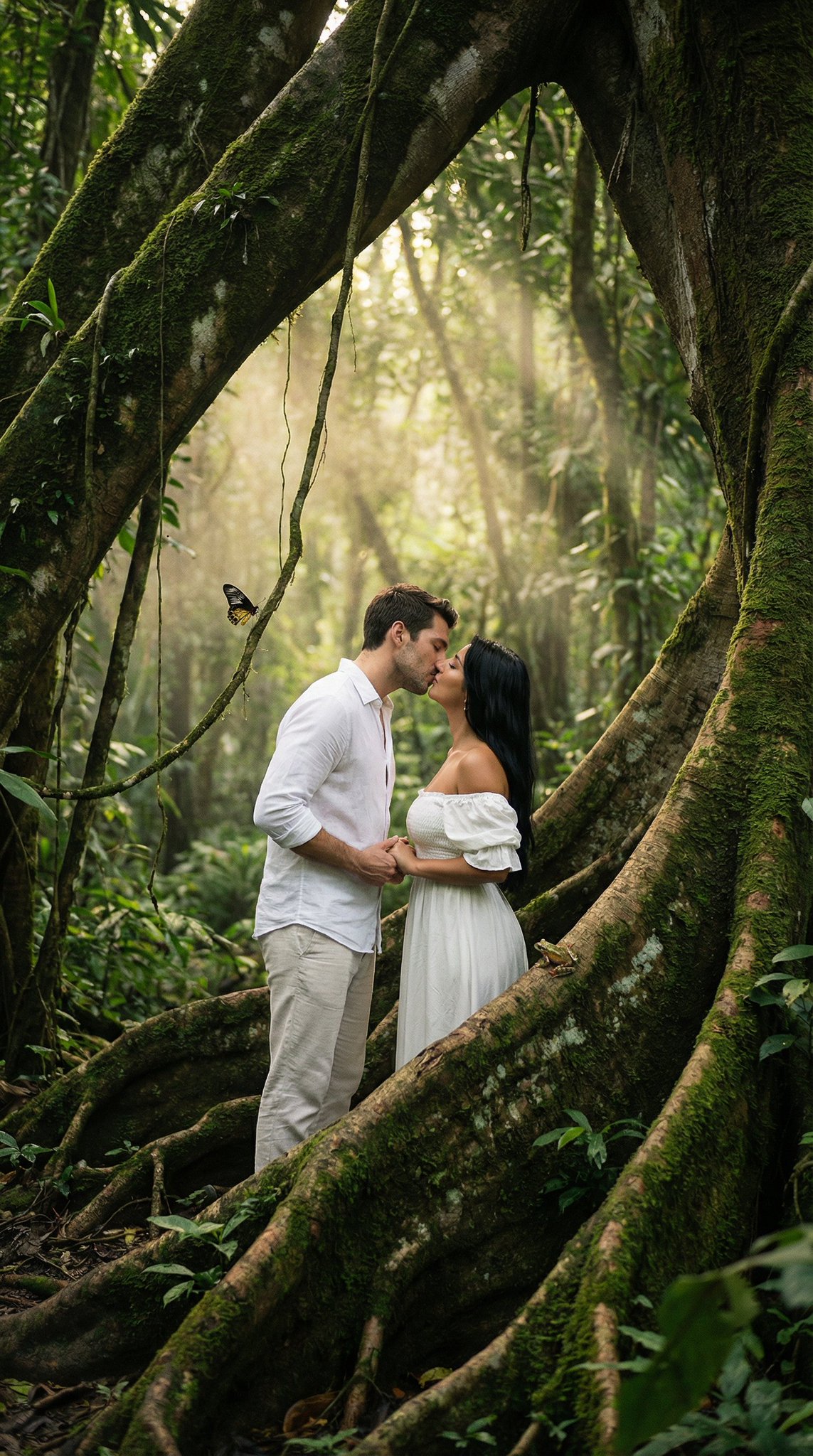 秋日溪边浪漫露营场景