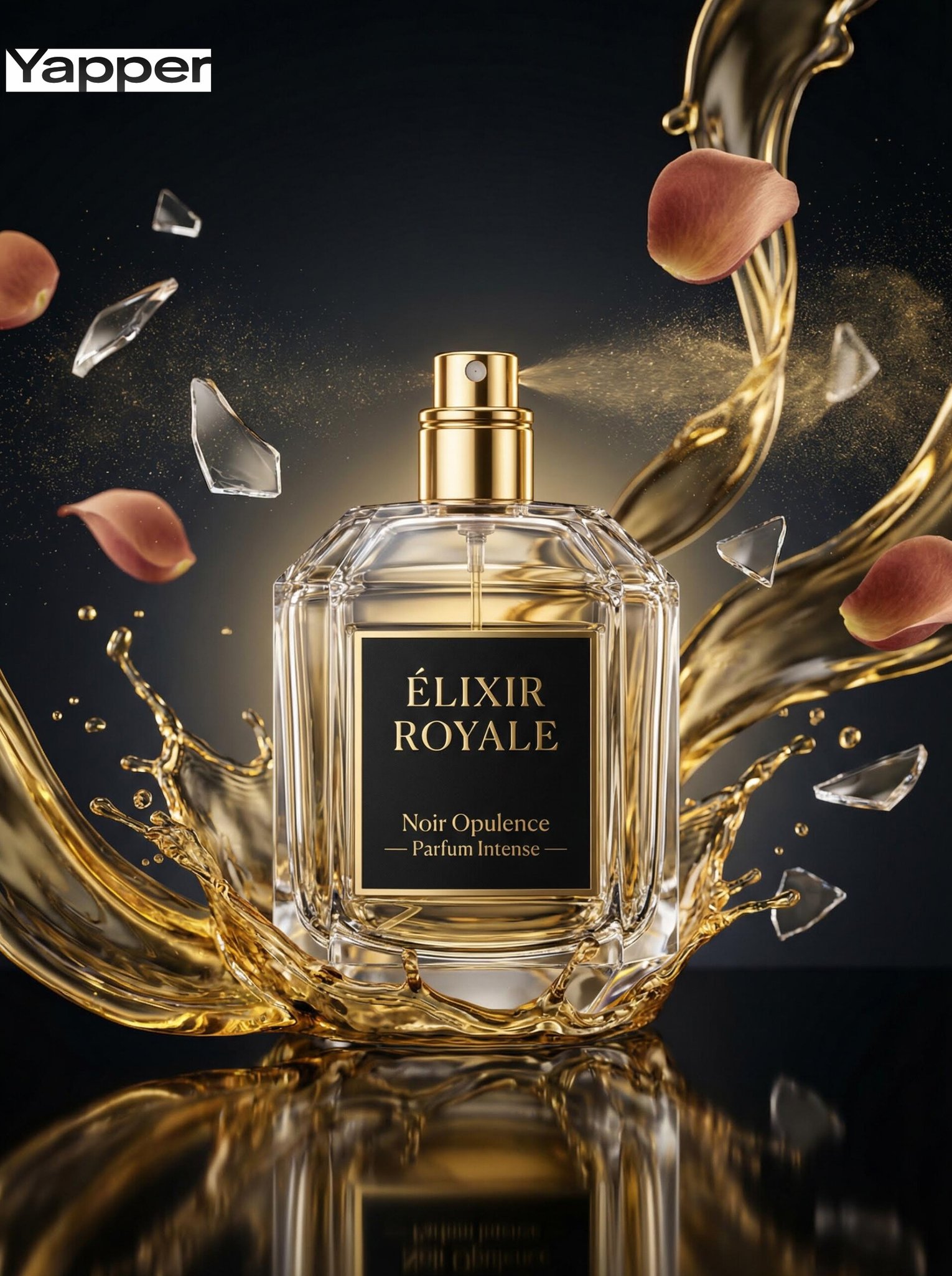 &Eacute;LIXIR ROYALE Noir Opulence - 高速奢华香水商业摄影
